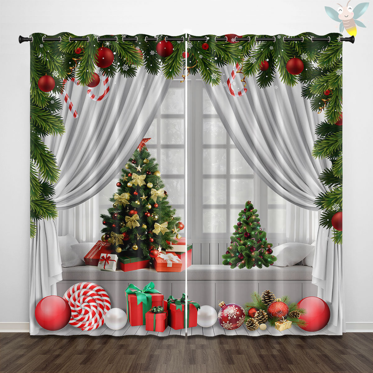 3D Christmas Peacock High Precision Blackout Curtain
