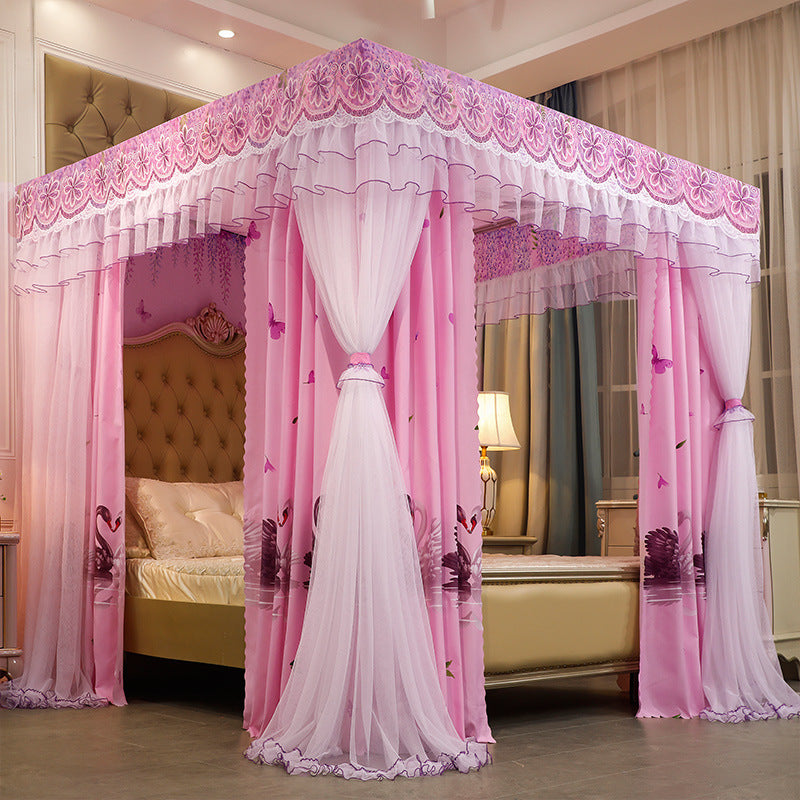 Double-layer Double-rod Three-door Bed Curtain Floor-to-ceiling Mosquito Net
