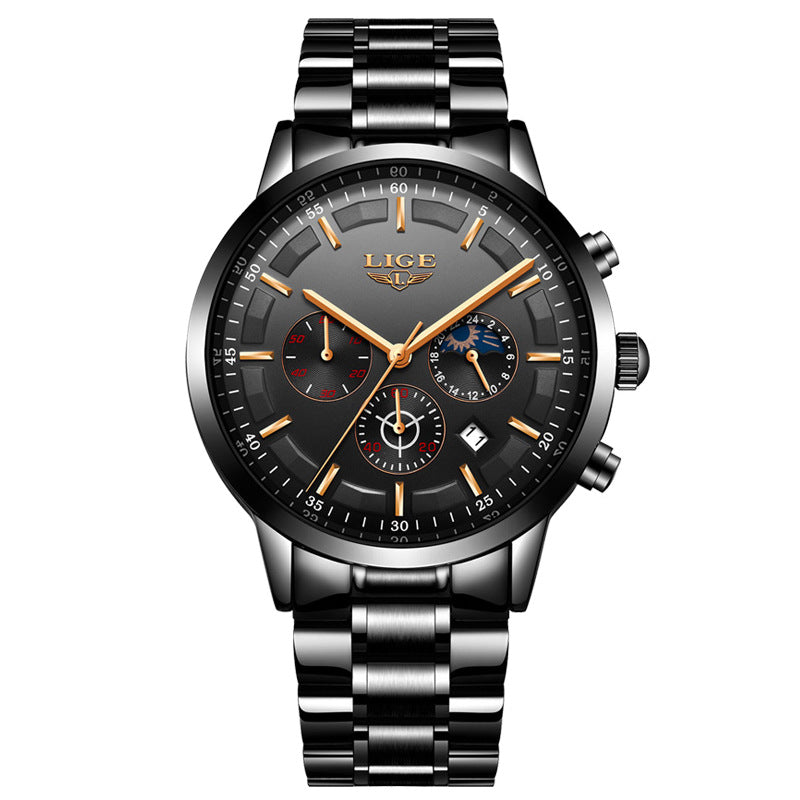 Men's Fashion Waterproof Moon Quartz Business Sports Watch