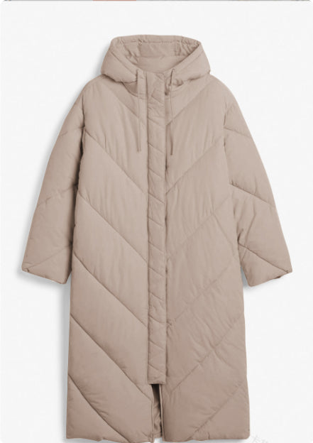 Solid Color Hooded Cotton Jacket Long Sleeve Zipper Coat For Women