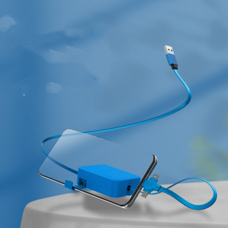4-in-1 Retractable USB Cable with Phone Stand - Macaron Colours