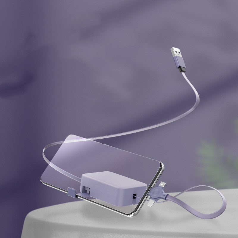 4-in-1 Retractable USB Cable with Phone Stand - Macaron Colours