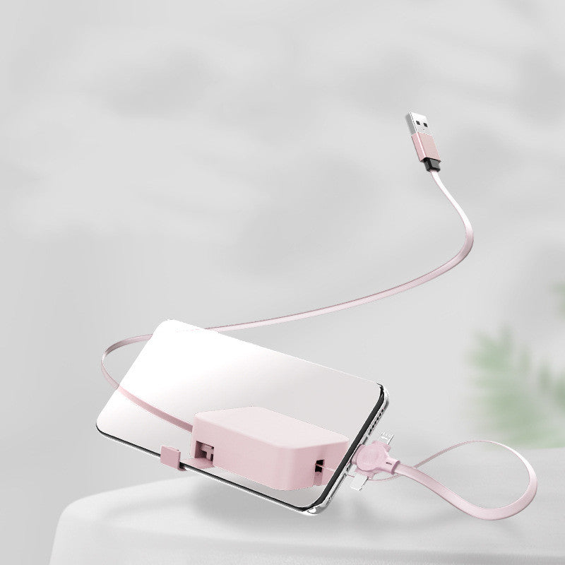4-in-1 Retractable USB Cable with Phone Stand - Macaron Colours