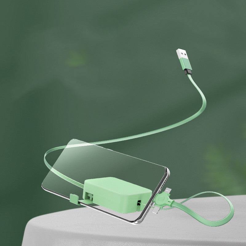 4-in-1 Retractable USB Cable with Phone Stand - Macaron Colours