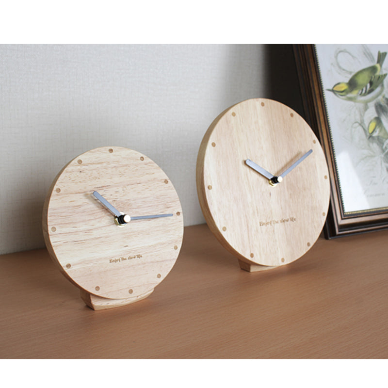 Wooden Clock Simple Solid Wood Desk Clock Table Clock Silent Ornament Clock Sitting Clock Living Room Creative Personality Clock