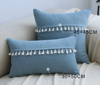 Home Furnishing Lace Tassel Flannel Throw Pillow Sofa Home Office Cushion Cover