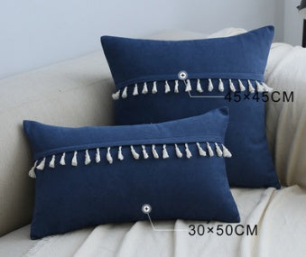 Home Furnishing Lace Tassel Flannel Throw Pillow Sofa Home Office Cushion Cover