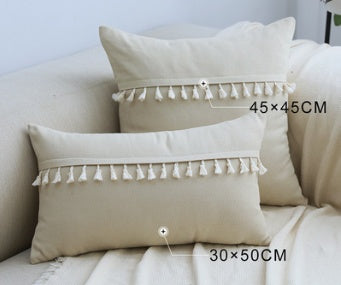 Home Furnishing Lace Tassel Flannel Throw Pillow Sofa Home Office Cushion Cover