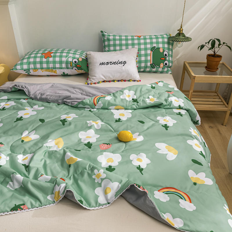 Spring green Rainbow Flower Clip cotton summer cool quilt delicate lace household children''s summer quilt single double air conditioner quilt
