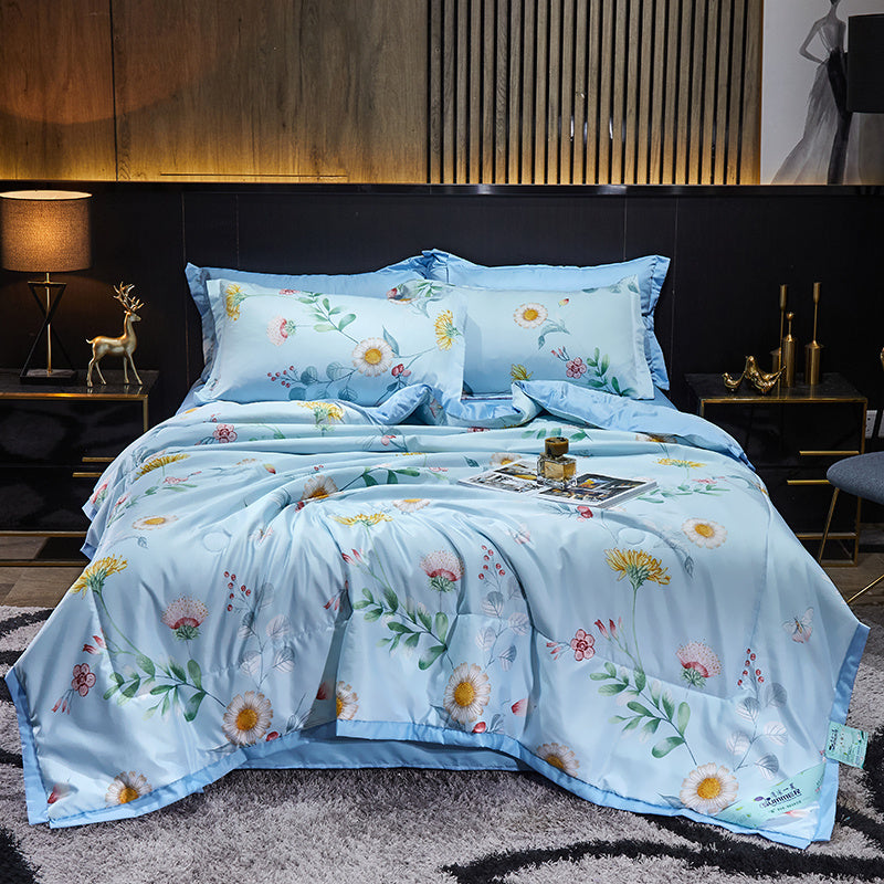 Tiansi Summer Quilt Four Piece Set Summer Cool Quilt Double Machine Washable Summer Air Conditioning Thin Quilt Summer Single Thin Quilt Core