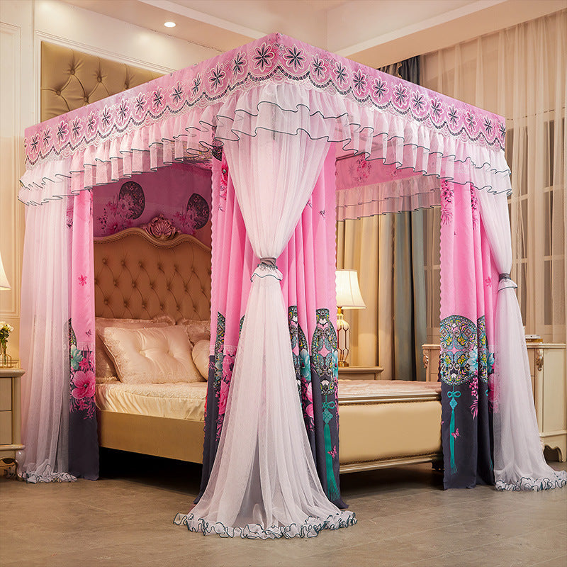 Double-layer Double-rod Three-door Bed Curtain Floor-to-ceiling Mosquito Net