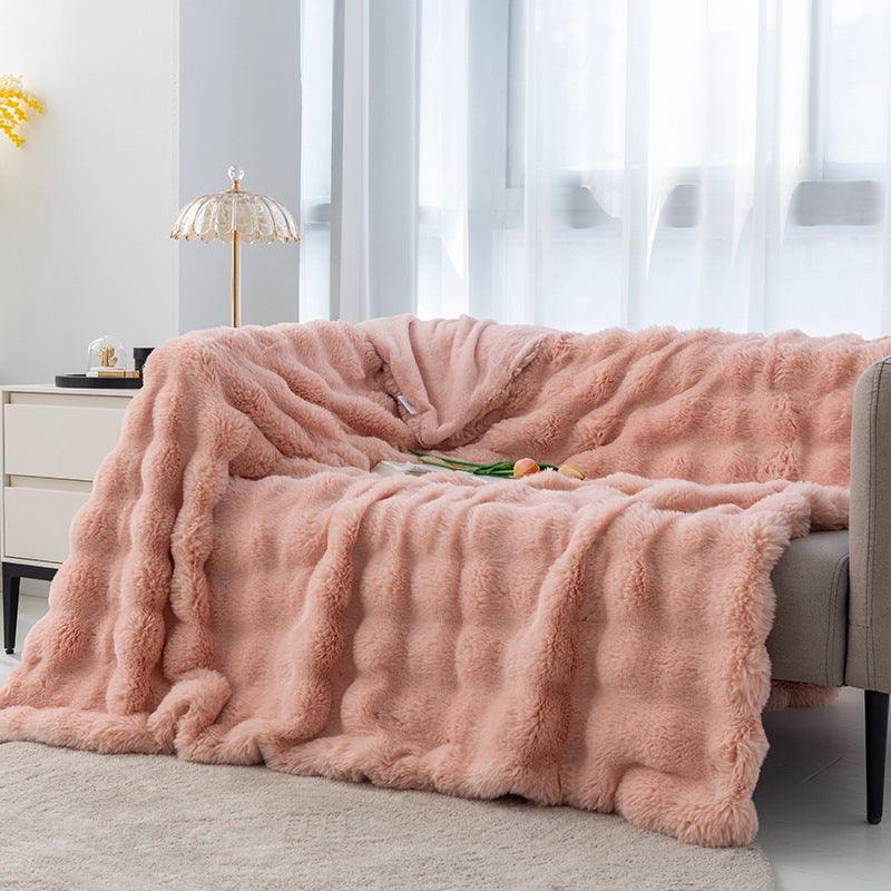 Polyester Carpet Rabbit Bubble Velvet Thickened Nap Blanket Quilt