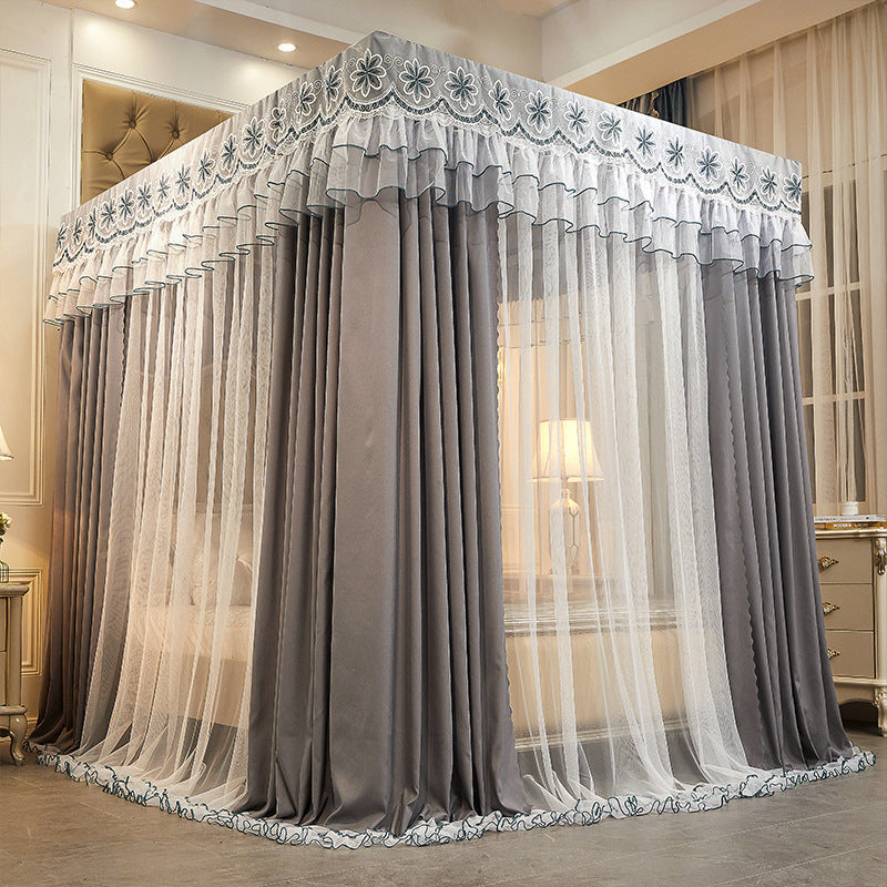 Double-layer Double-rod Three-door Bed Curtain Floor-to-ceiling Mosquito Net
