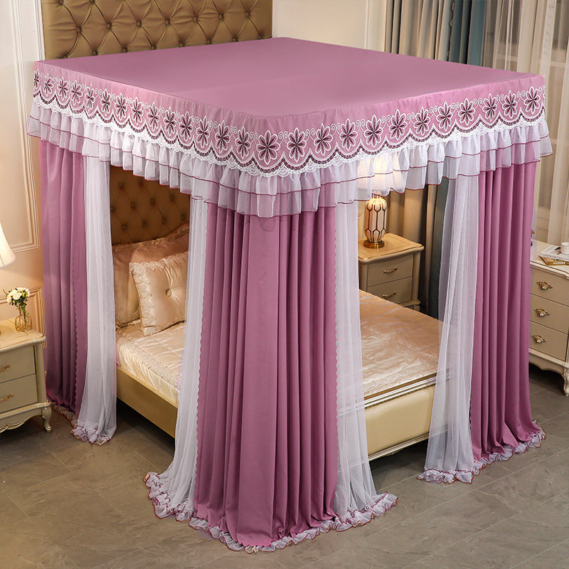 Double-layer Double-rod Three-door Bed Curtain Floor-to-ceiling Mosquito Net