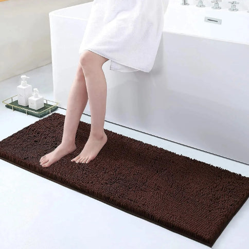 Long Wool Chenille Floor Mat Absorbent Carpet Plain Non-slip Bathroom Bedroom Pedal