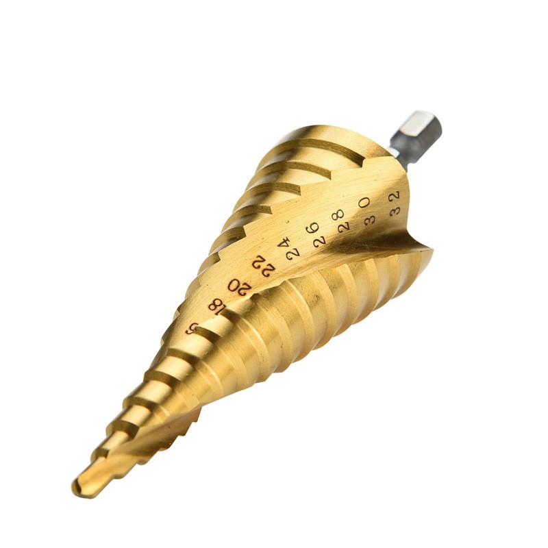 Titanium-plated Spiral Step Drill 4PC Set