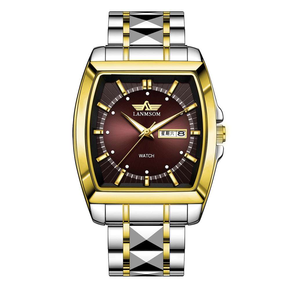 Square Wine Barrel Men's Steel Strip Waterproof Fully Automatic Watch