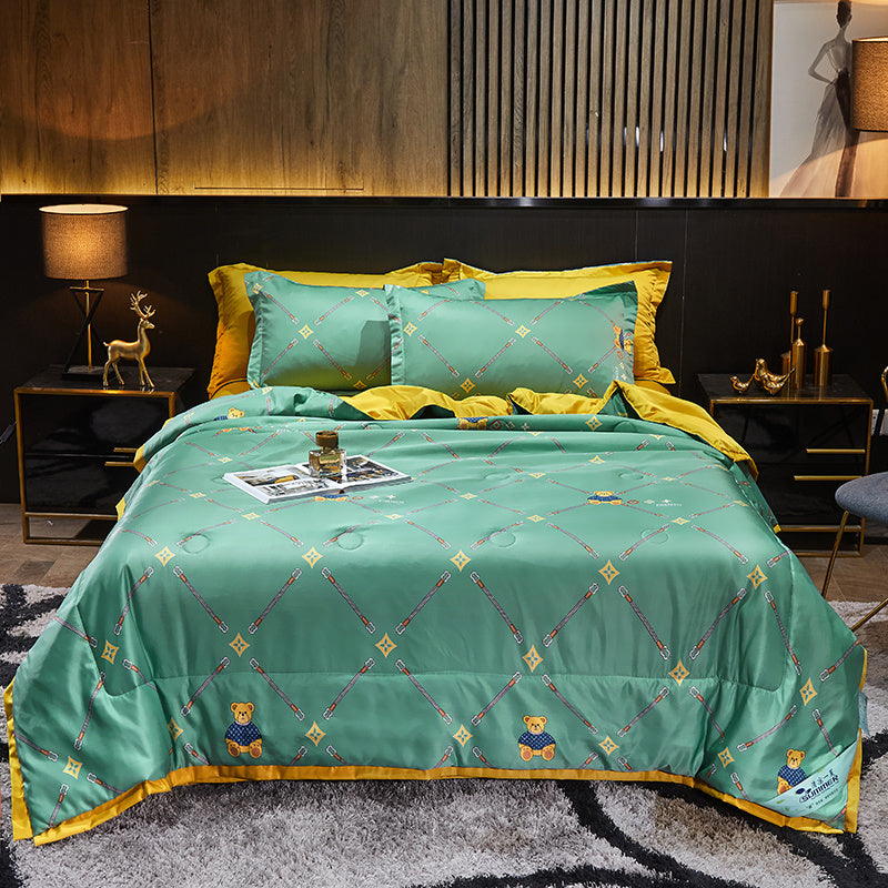Tiansi Summer Quilt Four Piece Set Summer Cool Quilt Double Machine Washable Summer Air Conditioning Thin Quilt Summer Single Thin Quilt Core