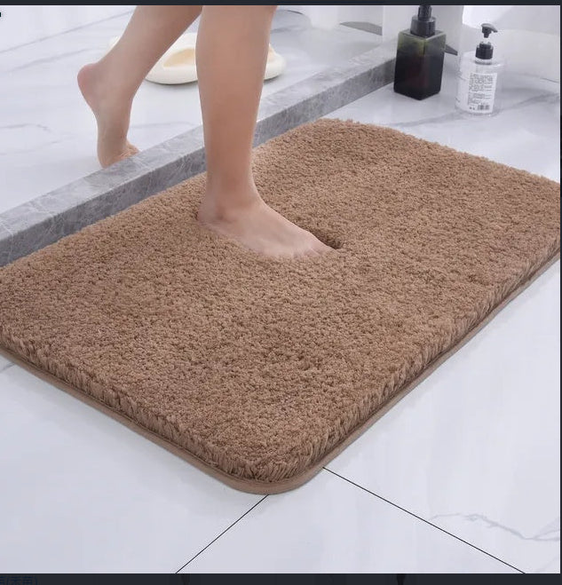 Long Wool Chenille Floor Mat Absorbent Carpet Plain Non-slip Bathroom Bedroom Pedal