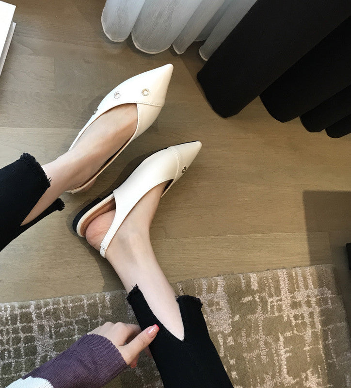 Pointed Shallow Mouth Flat-heeled Shoes For Women