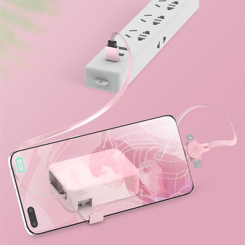 4-in-1 Retractable USB Cable with Phone Stand - Macaron Colours