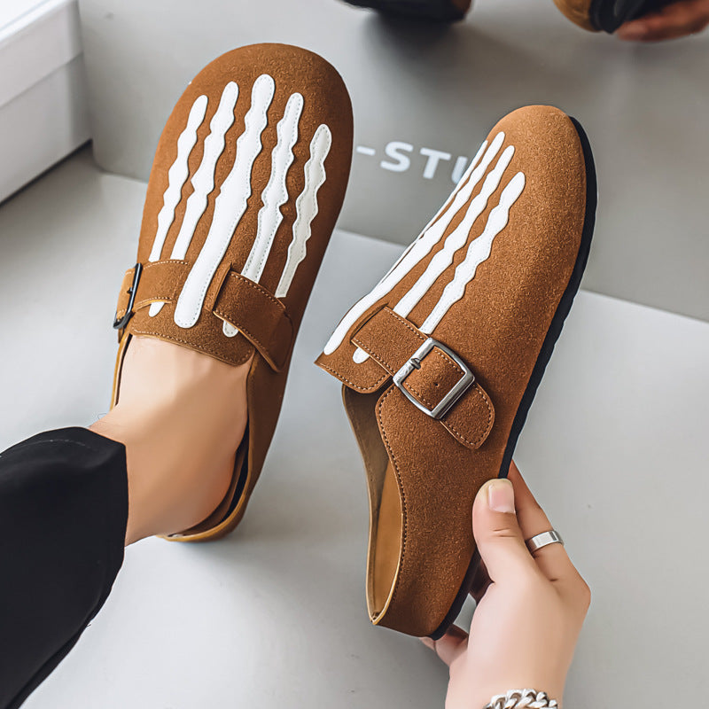 Men's Low-top Half Slippers Slip-on Lofter Board Shoes