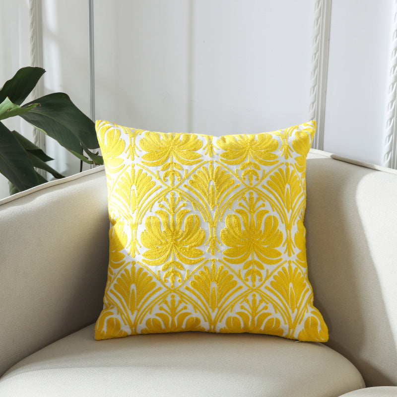 Simple Geometric Embroidery Couch Pillow Featured Embroidered Cushion