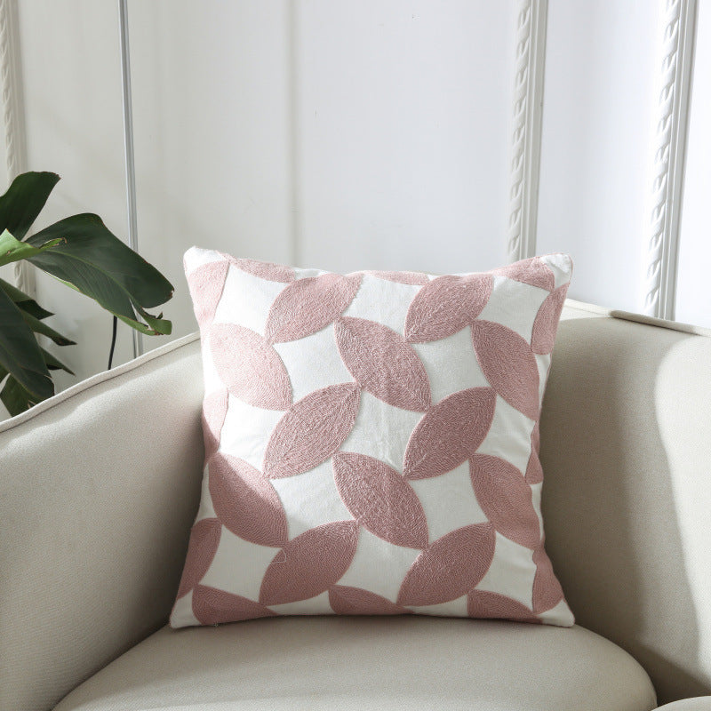 Simple Geometric Embroidery Couch Pillow Featured Embroidered Cushion