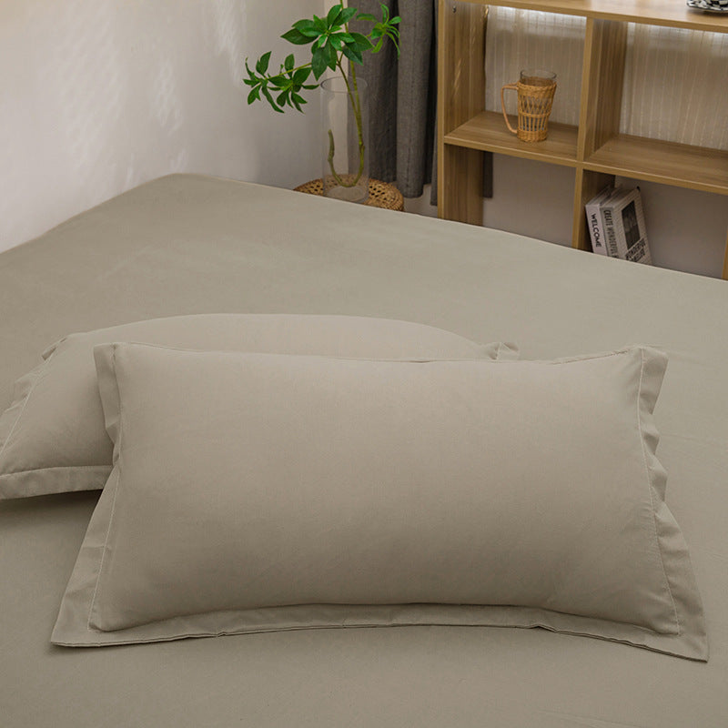 Pure Color Washed Cotton Pillowcase Single Pillowcase