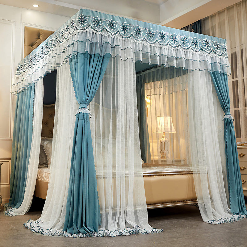 Double-layer Double-rod Three-door Bed Curtain Floor-to-ceiling Mosquito Net