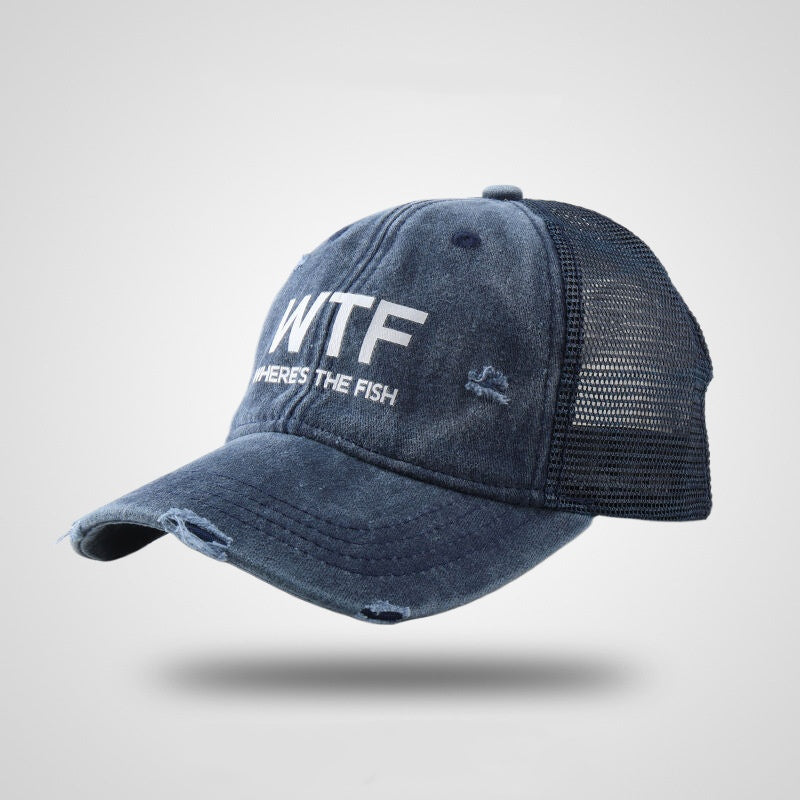 Couple's Letter Embroidered Washed Mesh Baseball Cap