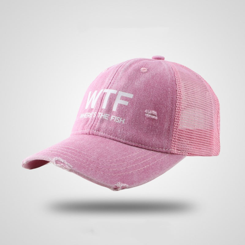 Couple's Letter Embroidered Washed Mesh Baseball Cap
