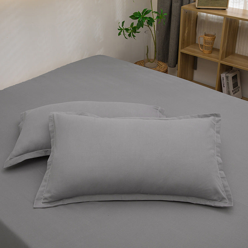 Pure Color Washed Cotton Pillowcase Single Pillowcase