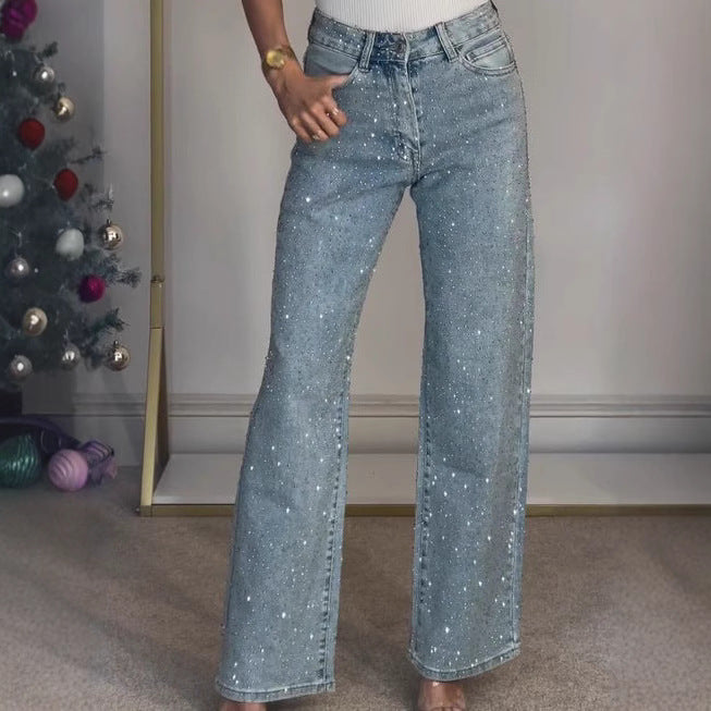 Women's High-end High Waist Straight Personalized Hot Girl High Street Trousers