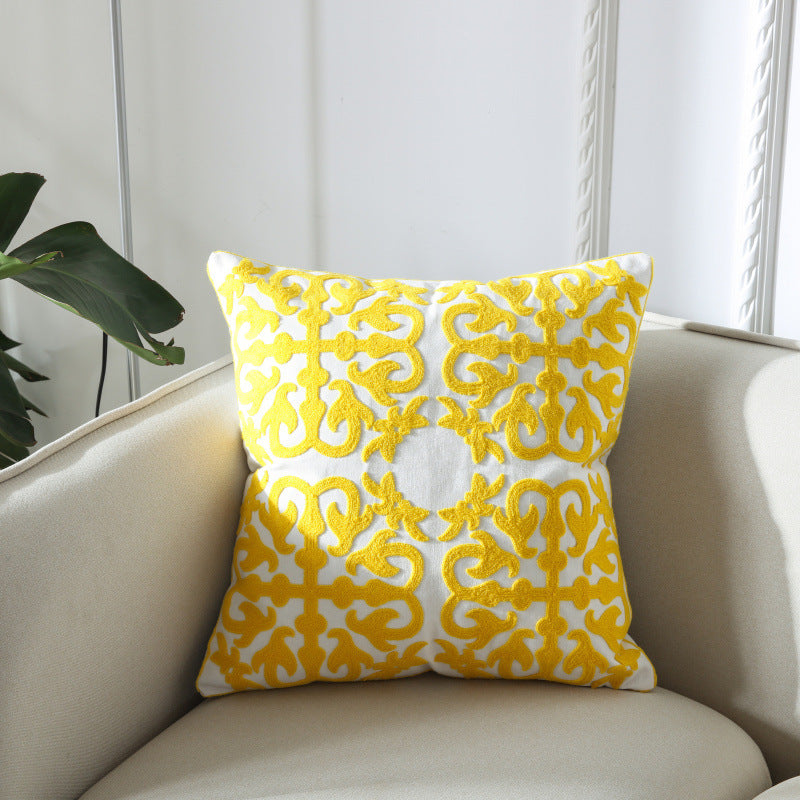 Simple Geometric Embroidery Couch Pillow Featured Embroidered Cushion