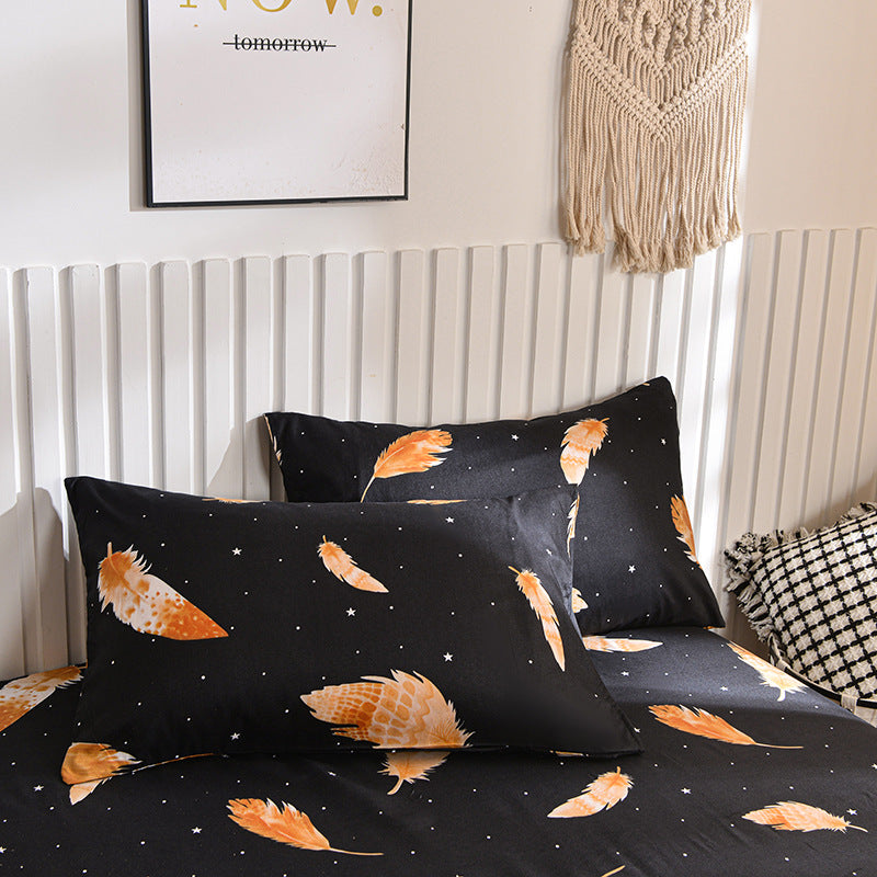 Brushed Printing Fitted Sheet Pillowcase Bedding