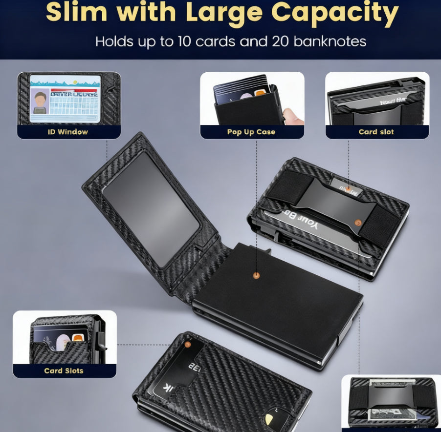 Business Card Holder Anti-theft And Anti-demagnetization Multi-function Automatic Card Pop-up Flip Cover