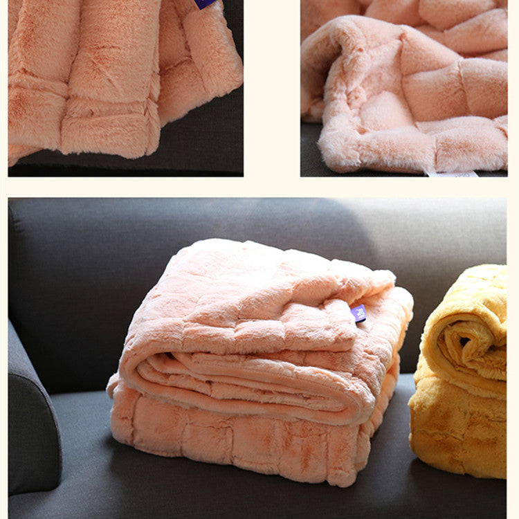 Thickened Double Layer Rabbit Hair Blanket Gift Box