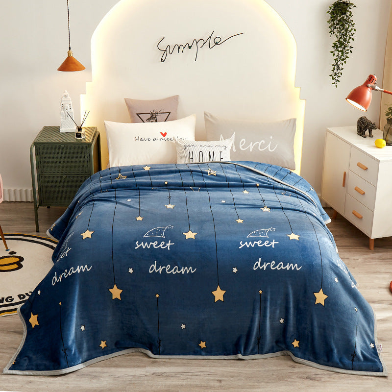 Thickened Cloud Mink Velvet Double Printed Sheet Blanket