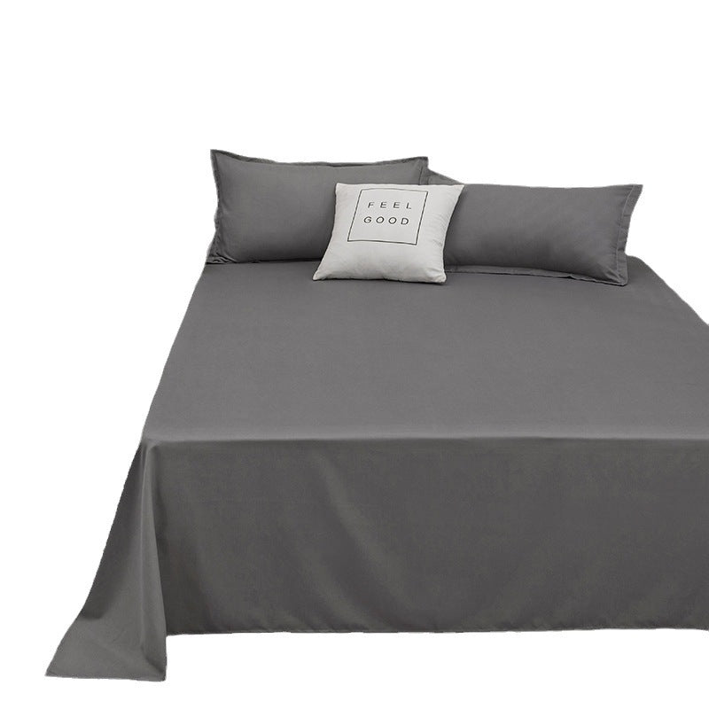Bed Sheet Solid Color Skin-Friendly Cotton Bed Sheet Single-Piece School Dormitory Quilt Single Household Double Bed Sheet Pillowcase Three-Piece Set