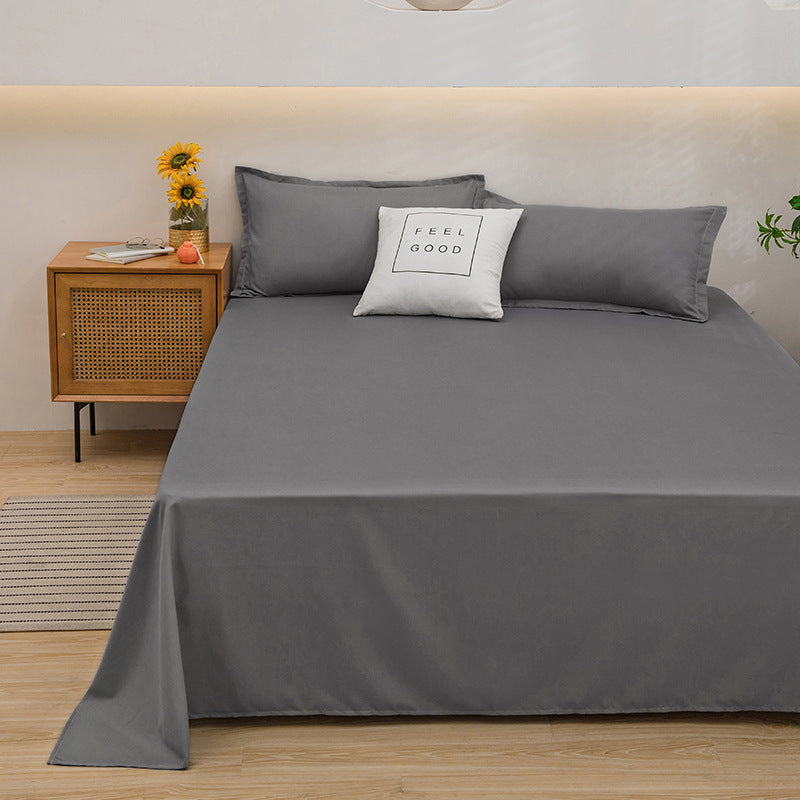 Bed Sheet Solid Color Skin-Friendly Cotton Bed Sheet Single-Piece School Dormitory Quilt Single Household Double Bed Sheet Pillowcase Three-Piece Set