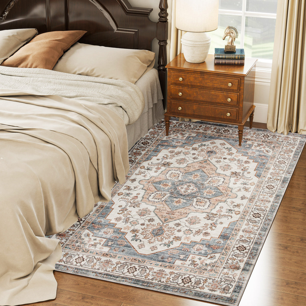 Vintage 4x6 Washable Area Rug – Non-Slip Carpet