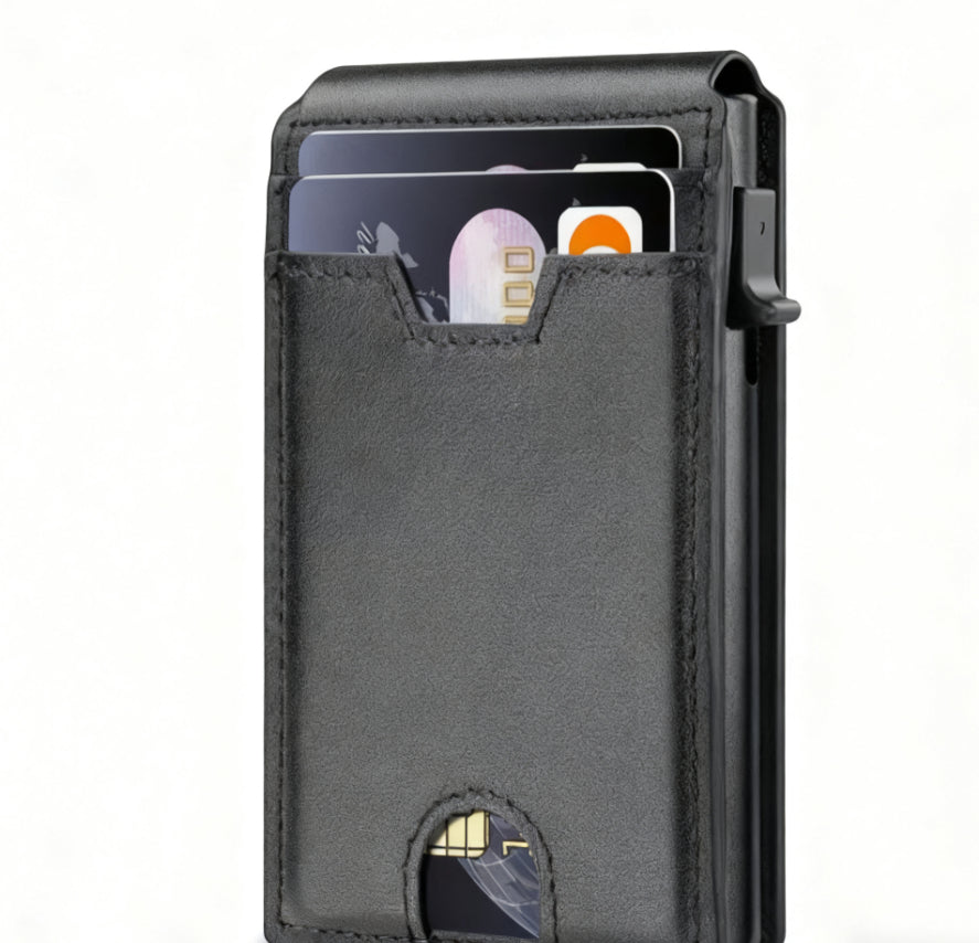 Business Card Holder Anti-theft And Anti-demagnetization Multi-function Automatic Card Pop-up Flip Cover
