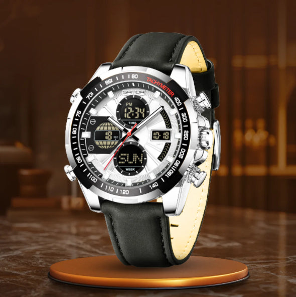 Luminous Quartz Watch With A Leather Or Steel Strap