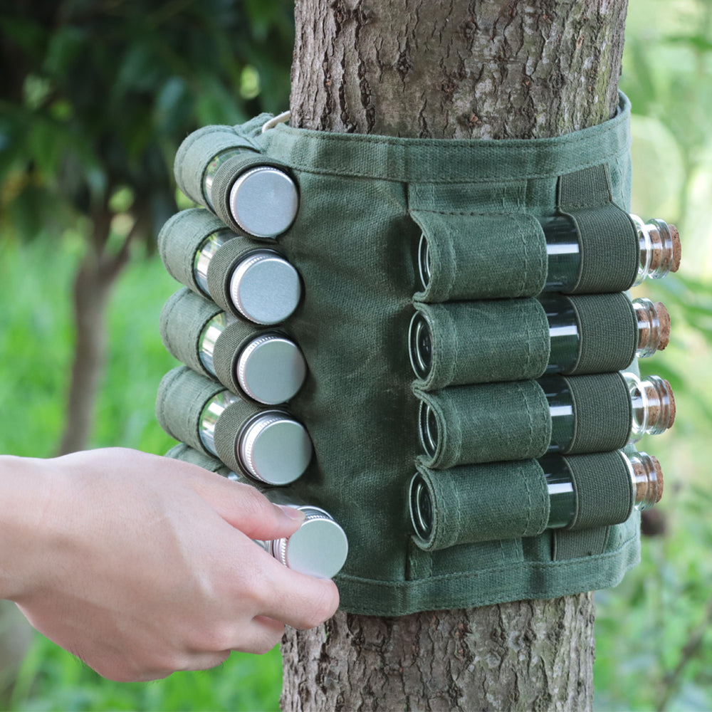 Spices Kit Portable Camping Spice Jar Travel Spice Set Holder Spice Seasoning Bag Waterproof Waxed Canvas Pouch