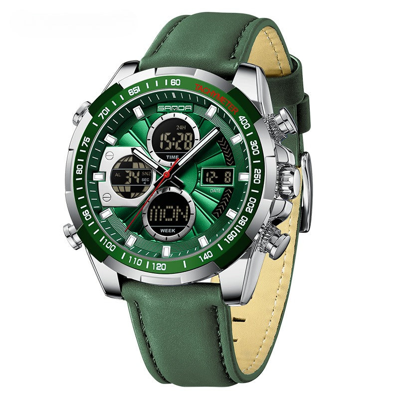 Luminous Quartz Watch With A Leather Or Steel Strap