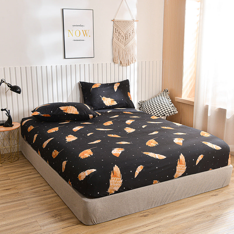 Brushed Printing Fitted Sheet Pillowcase Bedding