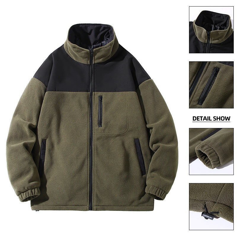 Men's Fashion Brand Jacket Coat Velvet Padded Thickened Top Cardigan Polar Fleece Jacket Women