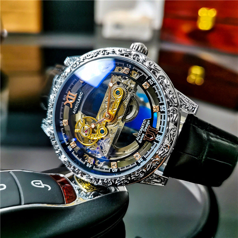 Automatic Mechanical Men's Watch Double-sided Hollow Waterproof