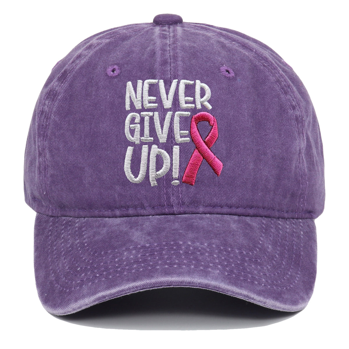 Breast Ribbon Embroidered Peaked Cap Baseball